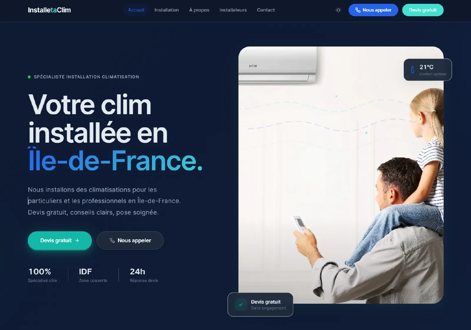 Création d’un site pour installateur de climatisation avec formulaire et paiement en ligne